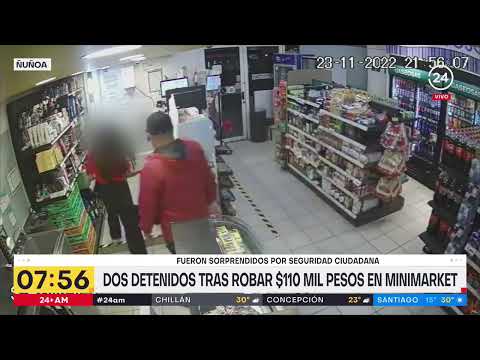 Dos delincuentes robaron $100 mil en minimarket y fueron detenidos | 24 Horas TVN Chile