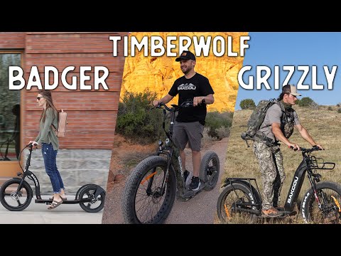 Comparing the Grizzly, Timberwolf, and the Badger scooters side-by-side
