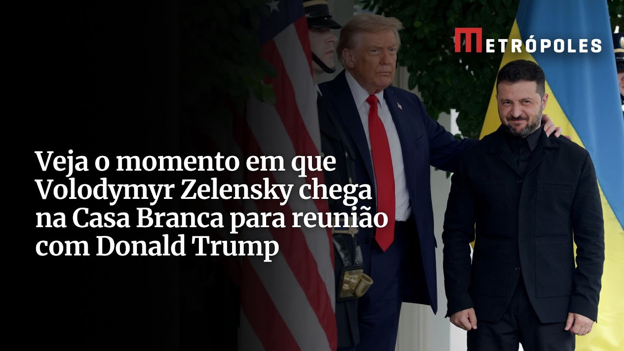 Veja o momento em que Volodmir Zelensky chega à Casa Branca para reunião com Donald Trump