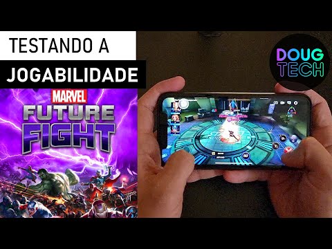 Jogando o Marvel Future Fight no iPhone XR