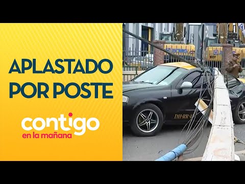 SALVADA MILAGROSA: Poste cayó sobre un taxi tras asalto - Contigo en la Mañana