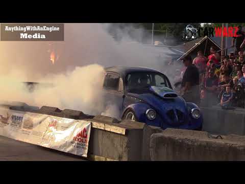 Modified VW Bug Going Huge At Rod Benders Burnout Competition