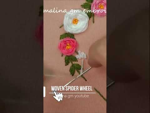 Embroidery Flower Heart  Woven spider wheel rose tutorial #shorts