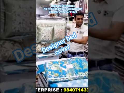 fancy designer bed cover shop at sowcarpet Chennai #carpet #curtains #bedcover #readymadecurtains