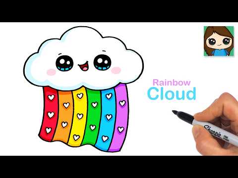 How to Draw a Rainbow Love Cloud ❤️ Cute Valentine Art