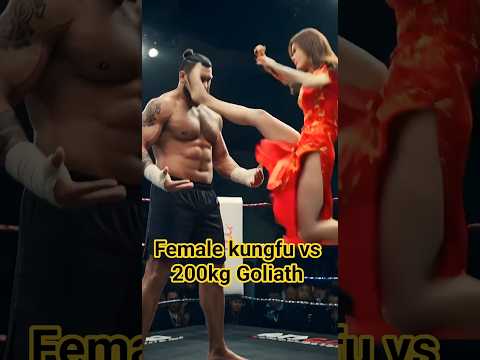 Female fighter vs 200kg wrestler #chinesekungfu