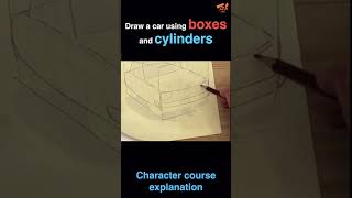 Draw a car using boxes and cylinders #short