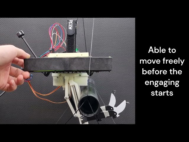 Multirotor drones can be required to operate in challenging environments, such as high wind conditions. Rather than attempting to hover, one option is to perch on the object. This requires an adaptable leg, which can grip any potential target branch or rail.<br />This video shows one such leg, which was developed by Junwoo Park in 2024 as part of a summer research scholarship.