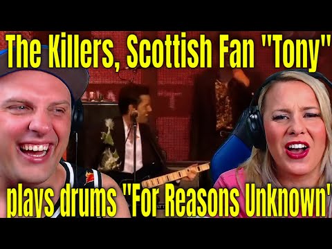 The Killers, Scottish Fan Tony plays drums For Reasons Unknown at TRNSMT Festival. Glasgow 2018