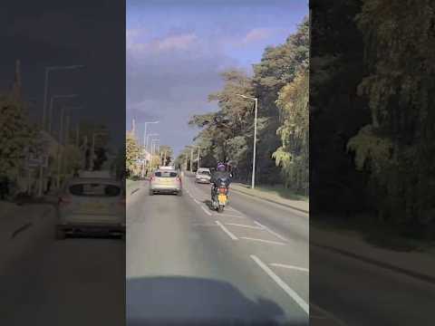 Motorcyclist Overtakes Going Past a Traffic island on the Wrong Side of the Road #DashCam #Shorts