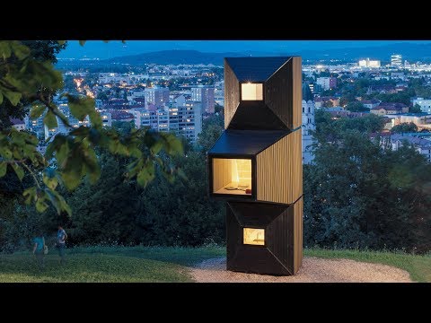 OFIS Arhitekti combines modular Living Units to create pop-up library overlooking Ljubljana