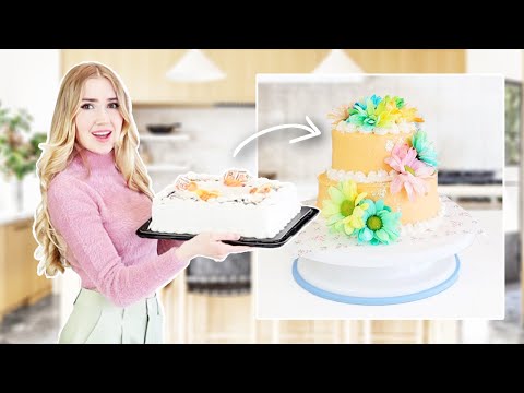 Video: Turning a  Grocery Store Cake into a Pinterest Cake !! *i'm baking again:)*