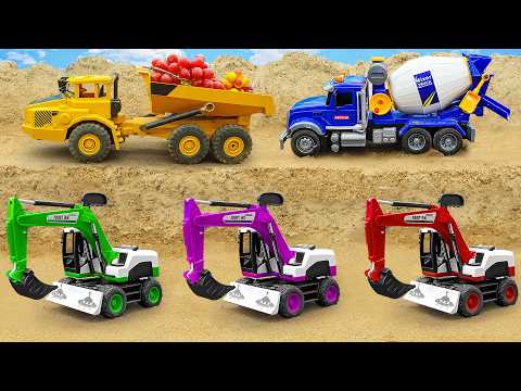 Excavator, Cement Mixer and Crane Build a New Sand Bridge | Toy Car Story