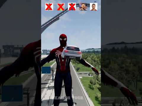 CR7 vs Messi vs Neymar vs Mbappe vs spiderman #beamngdrive #spiderman #shorts #simulator