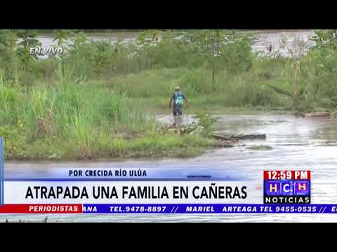 ¡En riesgo! Cuatro campesinos quedan atrapados por crecida del río Ulúa en Pimienta, Cortés