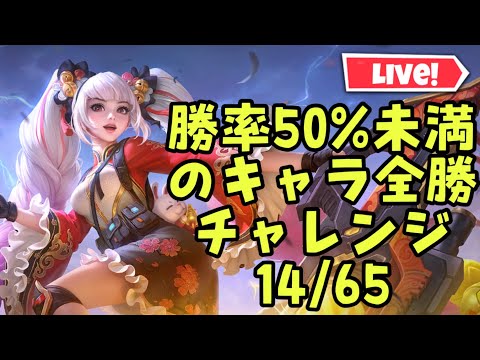 【超初見歓迎】今日短めで！全体勝率50％未満のキャラ全勝チャレンジの続きです！ルール整備したので概要欄に記載しておきます！【モバイルレジェンド/mobilelegends】