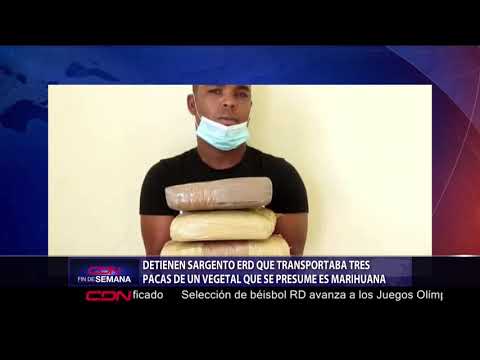 Detienen sargento que transportaba tres pacas de marihuana en San Juan