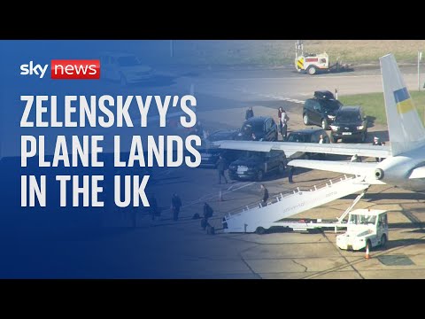 Volodymyr Zelenskyy's plane lands in UK ahead of major summit in London