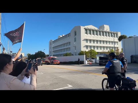 Trump arrives in federal court in Florida for closed hearing in his classified documents case