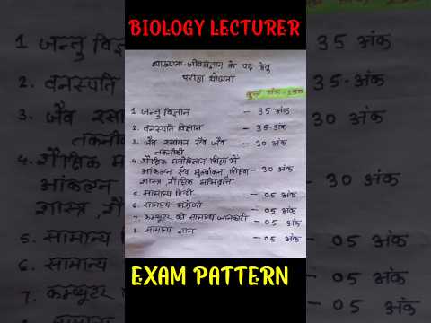CG LECTURER BIOLOGY, EXAMS PATTERN #cg शिक्षक भर्ती 2025