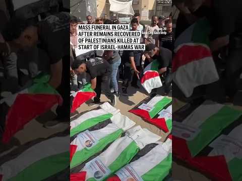 Mass funeral in Gaza after remains recovered of Palestinians killed at start of Israel-Hamas war