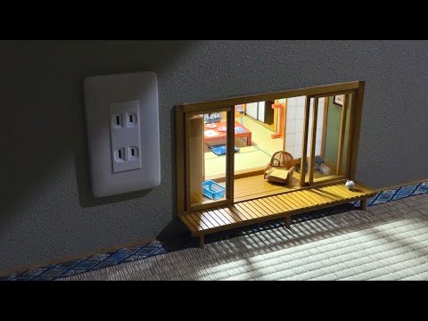 【ミニチュア】壁の中にこびと用の縁側を作ってみた。Making a Hidden Mini Japanese Room Inside My Wall!