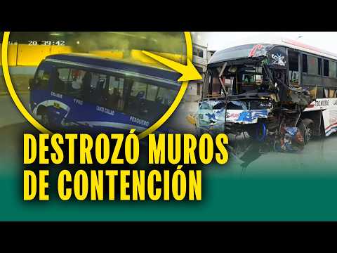 Bus pierde el control y acaba destrozado en Pasamayito: Así impactó contra muros de contención