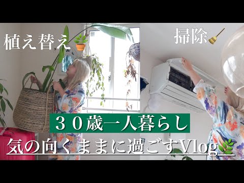 ３０歳一人暮らし気の向くまま過ごすVlog🌿植え替え🪴ご飯🦐掃除🧼趣味🪴📲購入品📦