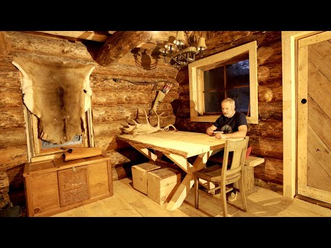 Making a Rustic Wood Table for My Off Grid Log Cabin | Cabin Life Again, Finally!