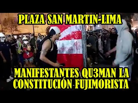 MANIFESTANTES RECHAZAN CONTITUCIÓN FUJIMONTESINISTA DESDE LA PLAZA SAN MARTIN DE LA CAPITAL PERUANA