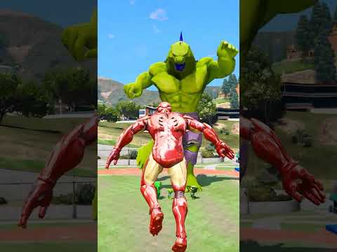 GIANT HULK TEAM KIDNAP SPIDER MAN, IRON MAN SAVE HIM #shorts #gta5 #hulk