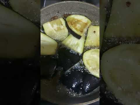 fry eggplant #asmrsounds #asmrcooking #youtubeshorts #eggplant