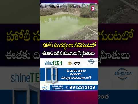 హోలీ సందర్భంగా నీటిగుంటలో ఈతకు దిగిన నలుగురు #palnadudistrict #holi #swimmings #friends #latestnews