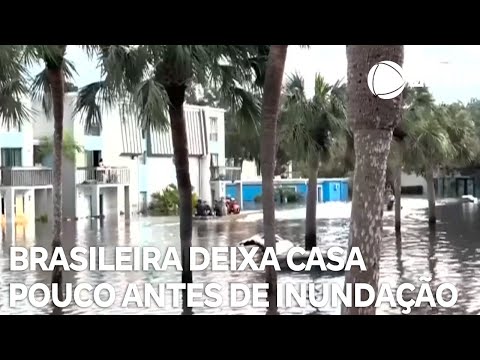 Brasileira e família deixam casa pouco antes de inundação causada pelo furacão Milton