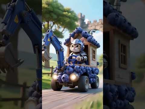 Tom cat driving JCB 😺 #cat #animals #animation #driving #shortvideo #ytshorts #trending #shorts