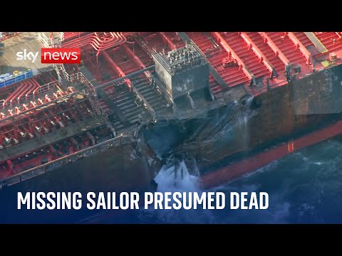 North Sea crash: Missing sailor presumed dead - with cargo ship still on fire and likely to sink