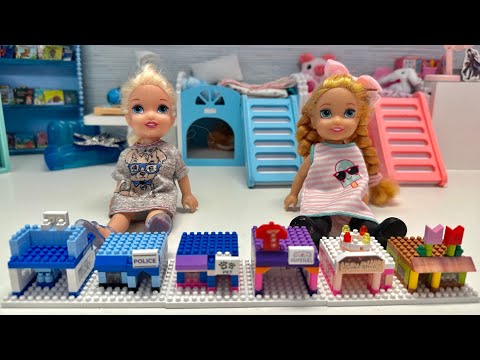 Building with blocks with Elsa and Anna toddlers and their friends part 2