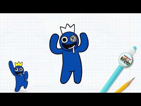 Drawing BLUE from ROBLOX Rainbow Friends. 👉 Happy baby.