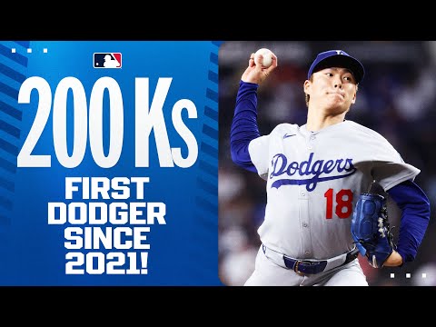 Yoshinobu Yamamoto becomes the 1st Dodger since 2021 to record 200 Ks in a season! | 山本由伸ハイライト