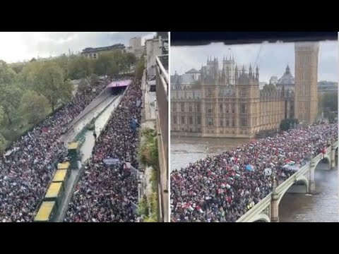 In migliaia a Londra per chiedere la fine della guerra: l’effetto ottico lascia senza parole