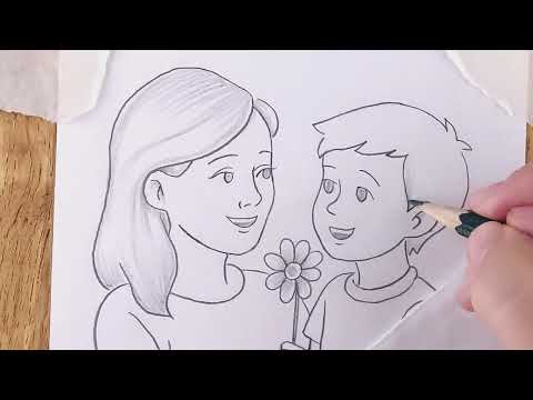Cómo dibujar un dibujo a lápiz para el Día de la Madre/mother's day easy drawing for beginners 