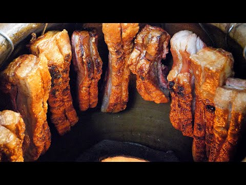 태국 바삭한 통삼겹살 바베큐 / Crispy Pork Belly Barbecue - Thai Street Food