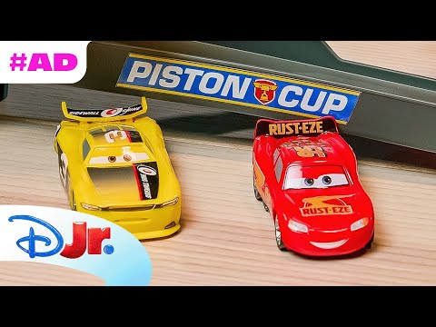 AD | Disney Pixar Cars Toy Unboxing | Disney Pixar Cars NASCAR Lane Change Race Playset |  @disneyjr