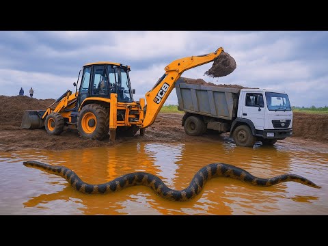 🟡​JCB 3DX Backhoe Loader Full Loading A TATA Tipper | Heavy Equipment Working Soil Excavation Work 🟡