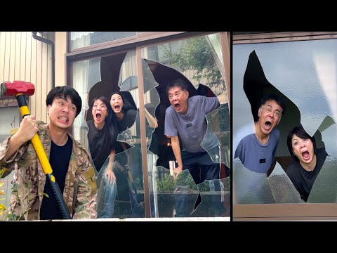 家の窓ガラスをハンマーで全て破壊した。妹父母の部屋が割れる…10箇所に穴開けるドッキリ