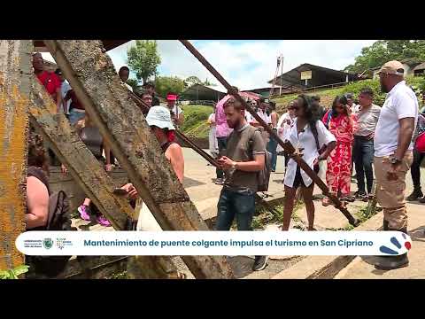 Habitantes de San Cipriano celebran mantenimiento del puente colgante