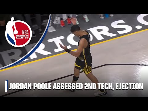 Jordan Poole ejected with second technical foul | NBA on ESPN video clip