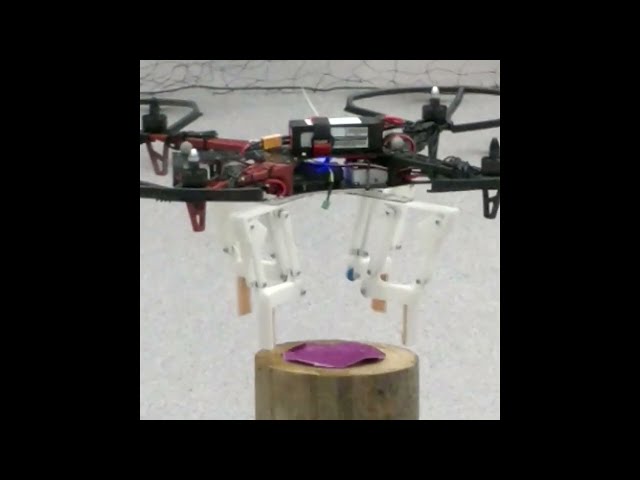 Multirotor UAVs suffer from endurance issues due to limited battery capacity, greatly limiting their use for any task such as surveillance. To remedy this, a system was developed for perching of multirotor UAVs onto agricultural farm posts. The project consists of two major sections: design and testing of a perching mechanism and design and testing of a Computer Vision based system for automated landing, with the aim of the project to automate the perching.

Here we see a passive gripper under test in the lab. As the weight of the UAV is applied to the post, the legs are forced inwards, gripping the aircraft securely to its perch.

This work was conducted by Tzu-Jui Lin and David Long as a Final Year Research Project in Mechanical and Mechatronics Engineering at the University of Auckland.