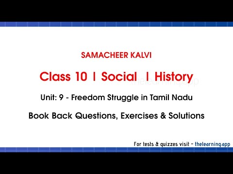 Freedom Struggle in Tamil Nadu Questions | Unit 9 | Class 10 | History | Social | Samacheer Kalvi