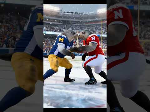 Seal Gears Up for Battle: Michigan vs Nebraska! 🏈🦭 #Shorts